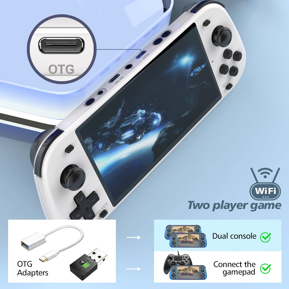 NEW 5.1 Inch R50S Retro Games Console IPS Screen 4200mAh Long-lasting Battery Portable Pocket Video Player Games 128G Boy Gifts